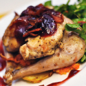 Pan-Roasted Pheasant with Carrot Purée and Watercress Salad