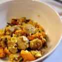 Sweet Potato Hash with Chicken Sausage and Eggs