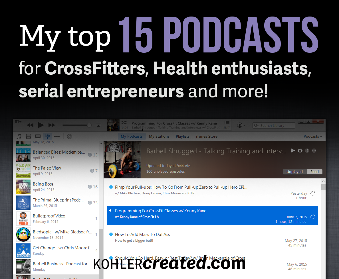 My Top 15 Podcasts - Kohler Created